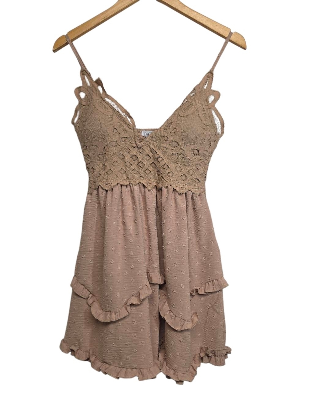 Rue21 Beige Lace Ruffle Mini Dress – Size M